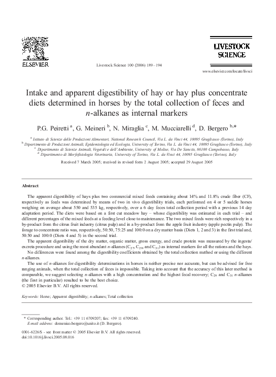 (PDF) Intake and apparent digestibility of hay or hay plus concentrate ...