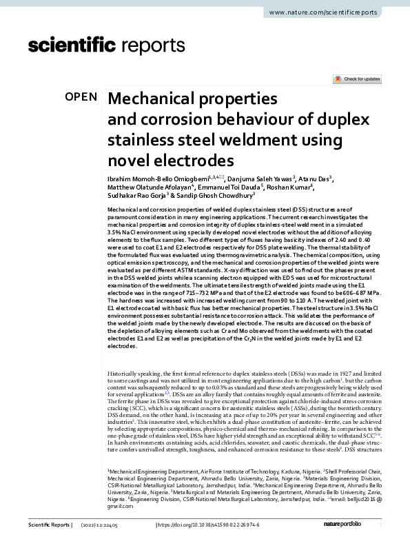 (PDF) Mechanical properties and corrosion behaviour of duplex stainless ...