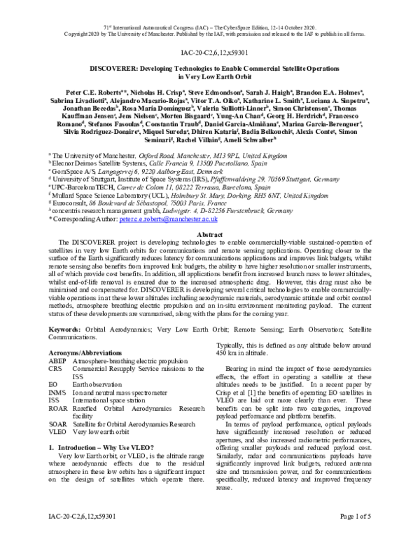 (PDF) DISCOVERER: Developing Technologies to Enable Commercial ...