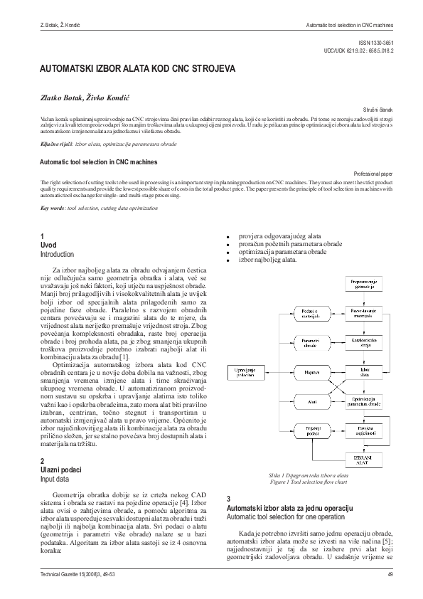 (PDF) Automatic tool selection in CNC machines