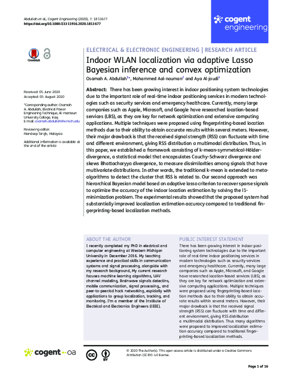 (PDF) Indoor WLAN localization via adaptive Lasso Bayesian inference ...