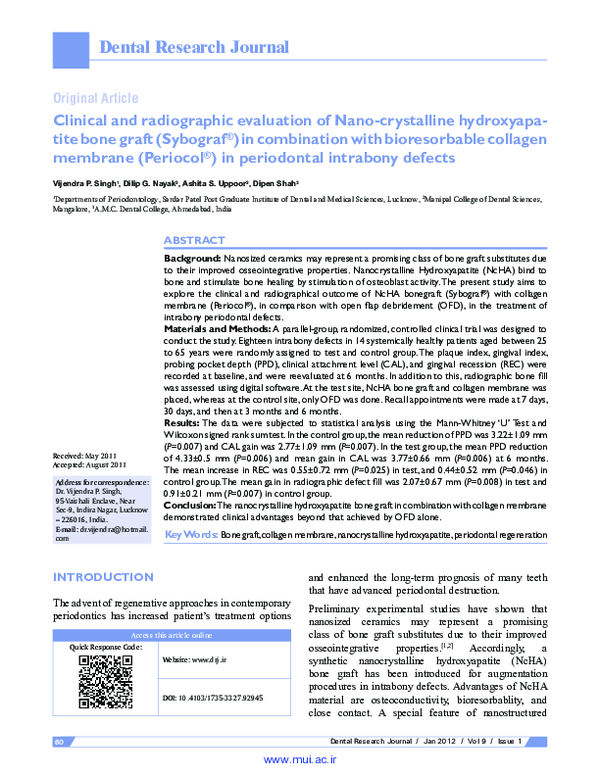 (PDF) Clinical and radiographic evaluation of Nano-crystalline ...