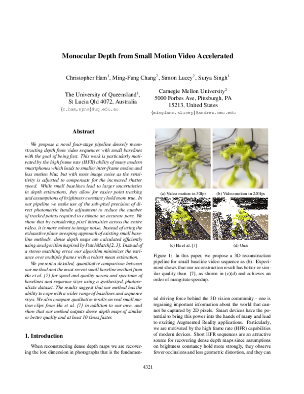 (PDF) Monocular Depth from Small Motion Video Accelerated