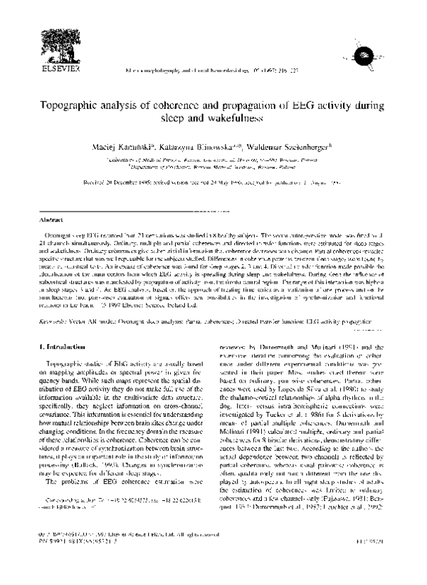 (PDF) Topographic analysis of coherence and propagation of EEG activity ...