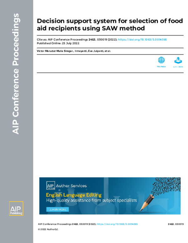 (PDF) Decision support system for selection of food aid recipients ...