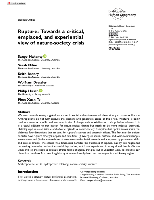 (PDF) Rupture: Towards a Critical, Emplaced, and Experiential View of ...