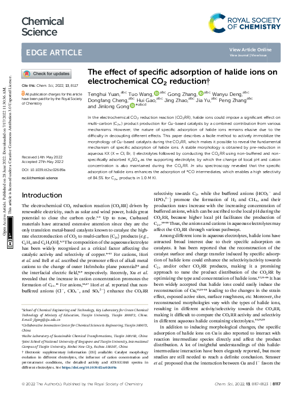 (PDF) The effect of specific adsorption of halide ions on ...