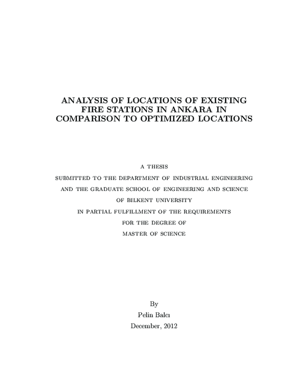 (PDF) Analysis of locations of existing fire stations in Ankara in ...