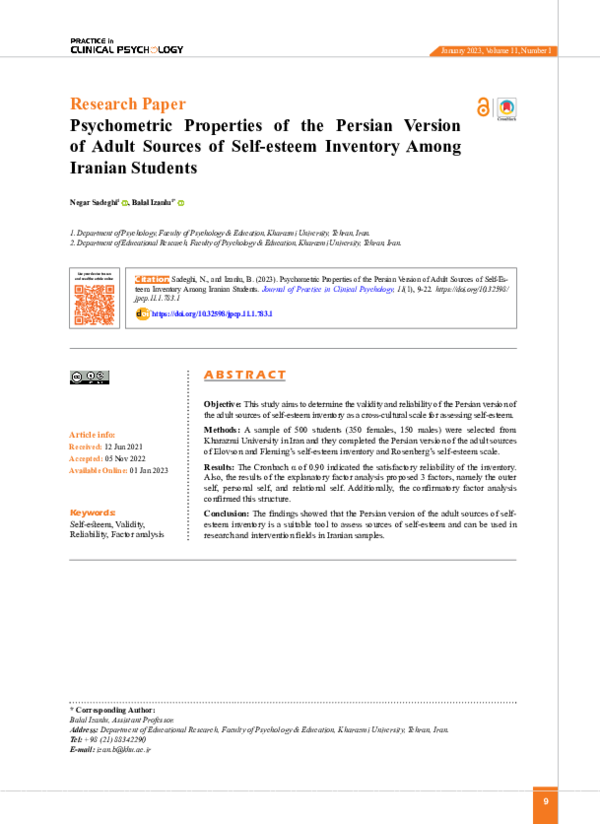 (PDF) Research Paper Psychometric Properties of the Persian Version of ...