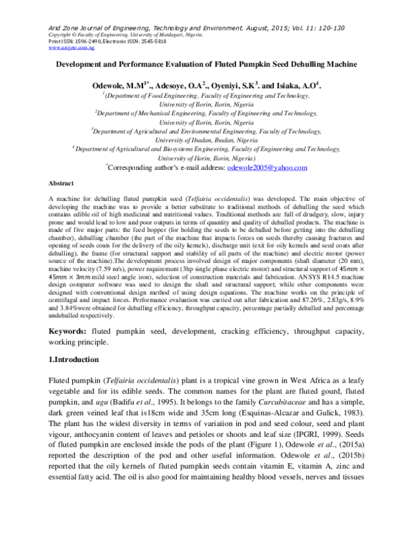 (PDF) Development and Performance Evaluation of Fluted Pumpkin Seed ...