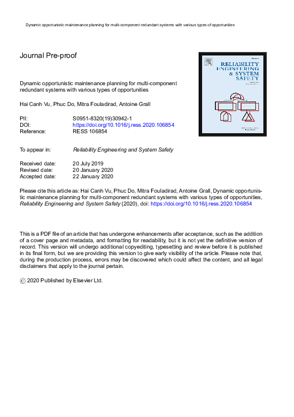 (PDF) Dynamic opportunistic maintenance planning for multi-component ...