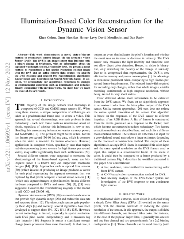 (PDF) Illumination-Based Color Reconstruction for the Dynamic Vision Sensor
