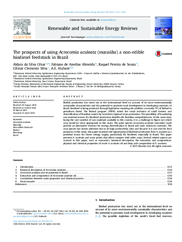 (PDF) The prospects of using Acrocomia aculeata ( macaúba ) a non ...