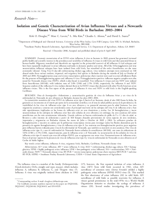 (PDF) Isolation and Genetic Characterization of Avian Influenza Viruses ...