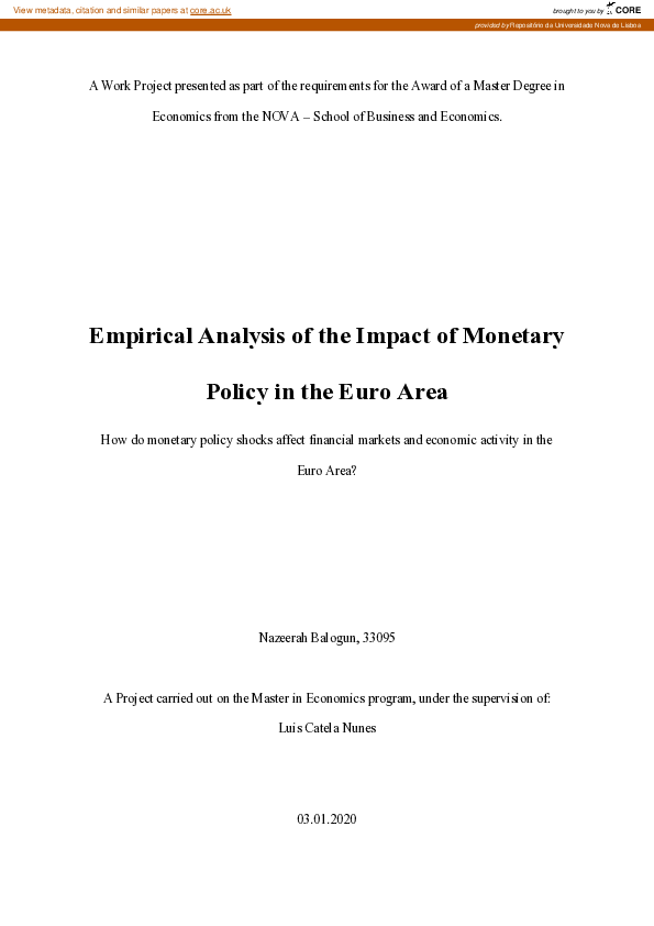 (PDF) Empirical analysis of the impact of monetary policy in the Euro Area