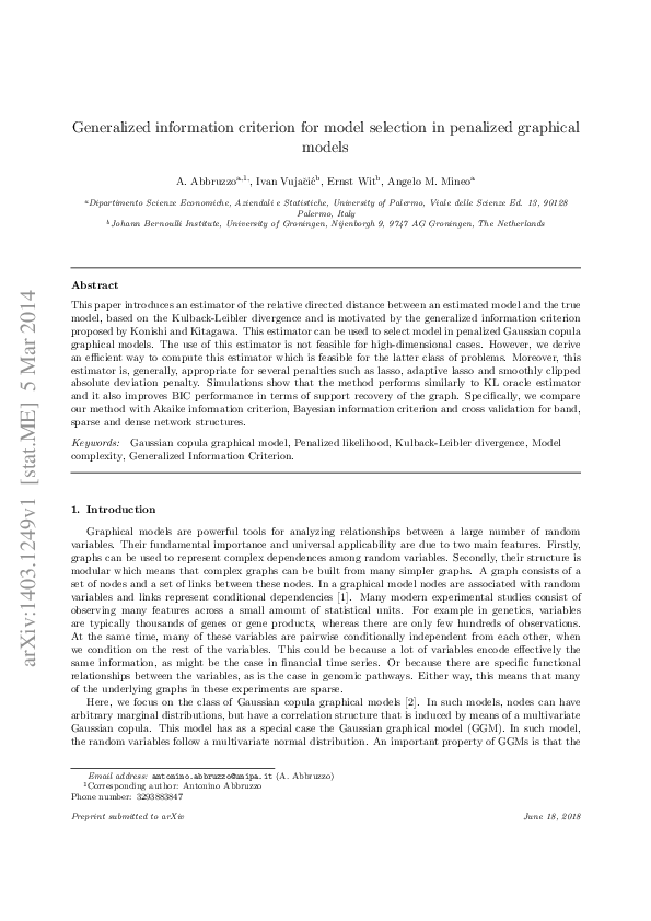 (PDF) Generalized information criterion for model selection in ...