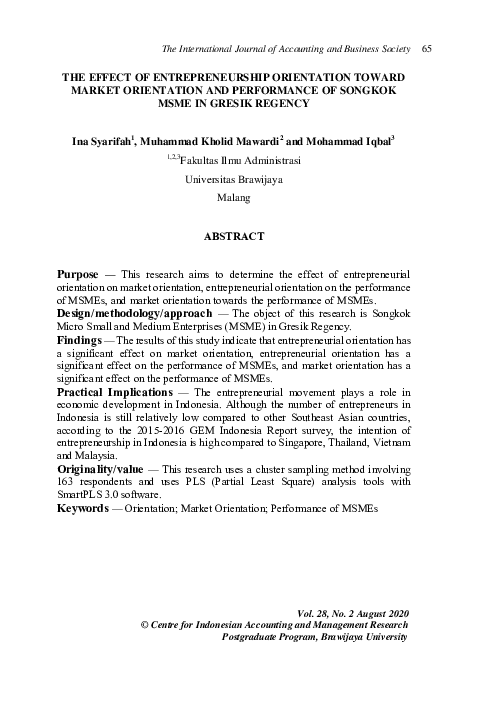 (PDF) The Effect of Entrepreneurship Orientation Toward Market ...