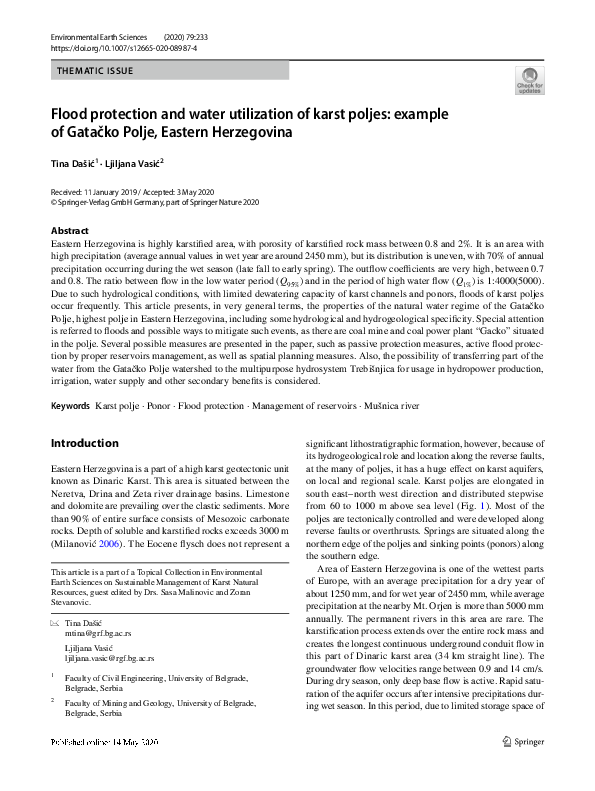 (PDF) Flood protection and water utilization of karst poljes: example ...