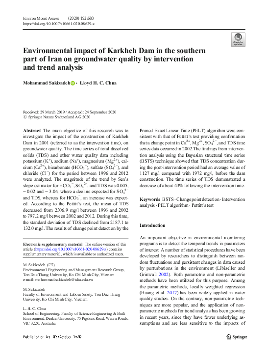 (PDF) Environmental impact of Karkheh Dam in the southern part of Iran ...