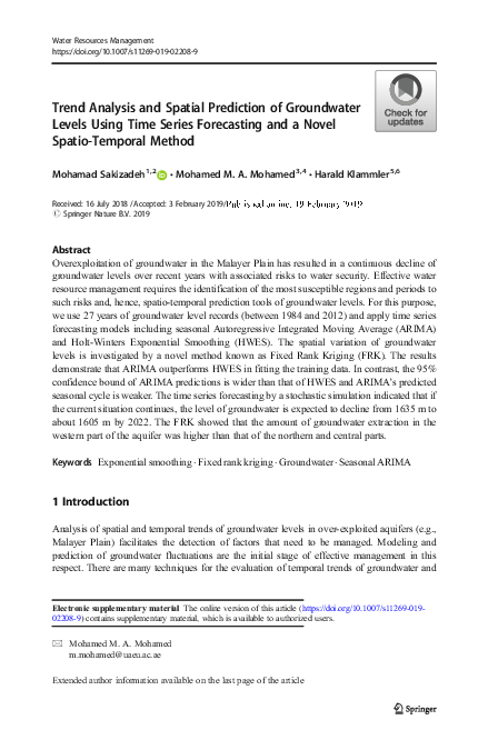 (PDF) Trend Analysis and Spatial Prediction of Groundwater Levels Using ...