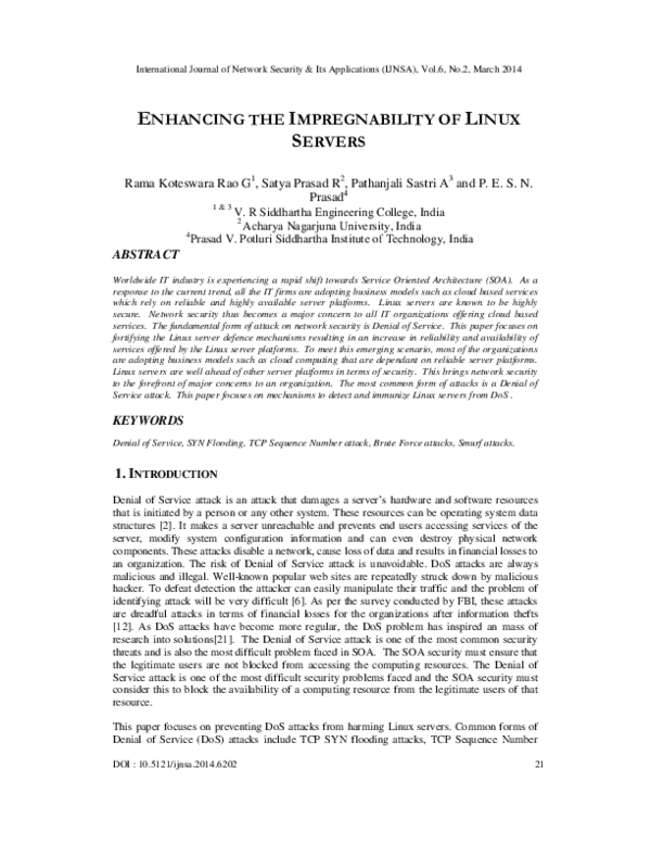 (PDF) Enhancing the Impregnability of Linux Servers