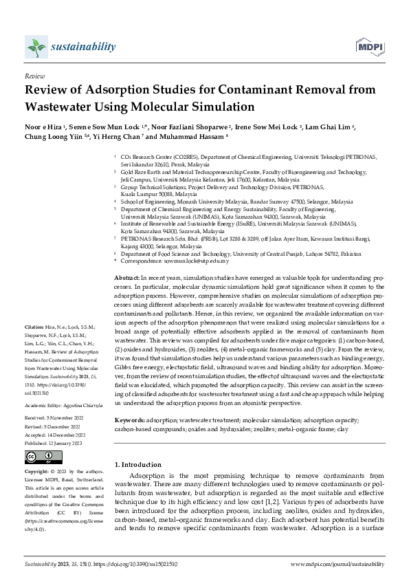(PDF) Review of Adsorption Studies for Contaminant Removal from ...