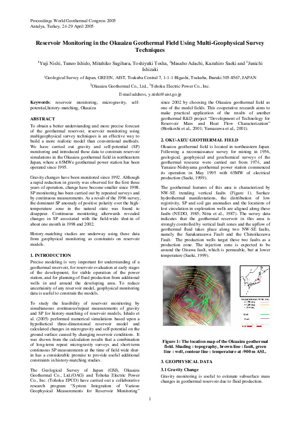 (PDF) Reservoir Monitoring in the Okuaizu Geothermal Field Using Multi ...