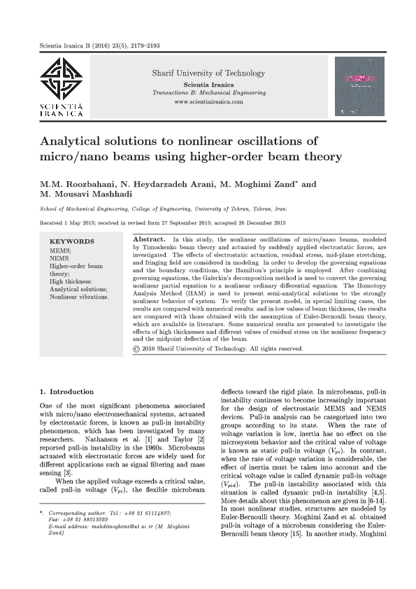 (PDF) Analytical solutions to nonlinear oscillations of micro/nano ...
