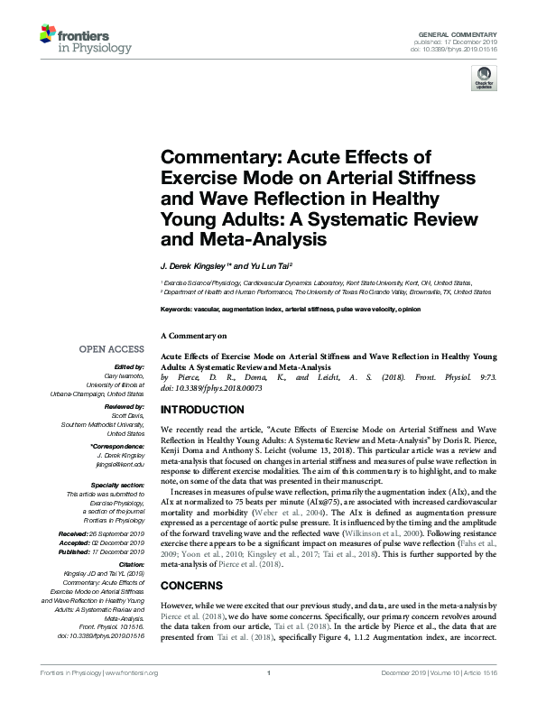 (PDF) Commentary: Acute Effects of Exercise Mode on Arterial Stiffness ...