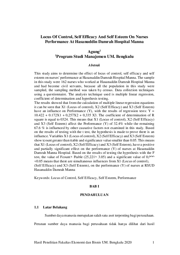 (PDF) Locus Of Control, Self Efficacy And Self Esteem On Nurses ...