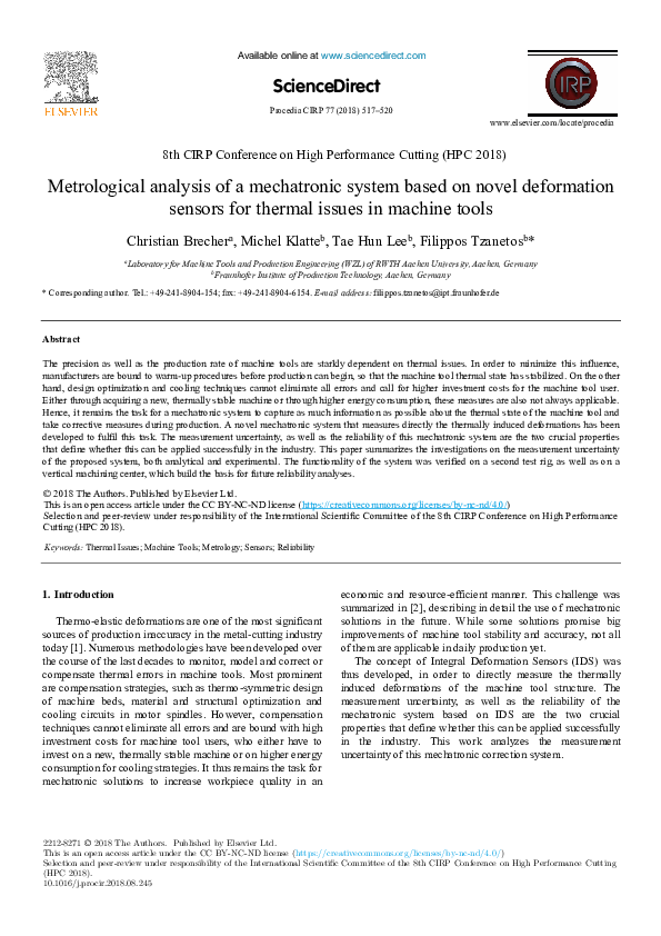 (PDF) Metrological analysis of a mechatronic system based on novel ...