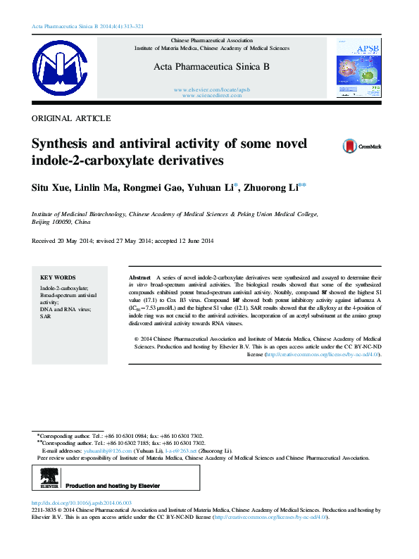 (PDF) Synthesis and antiviral activity of some novel indole-2 ...