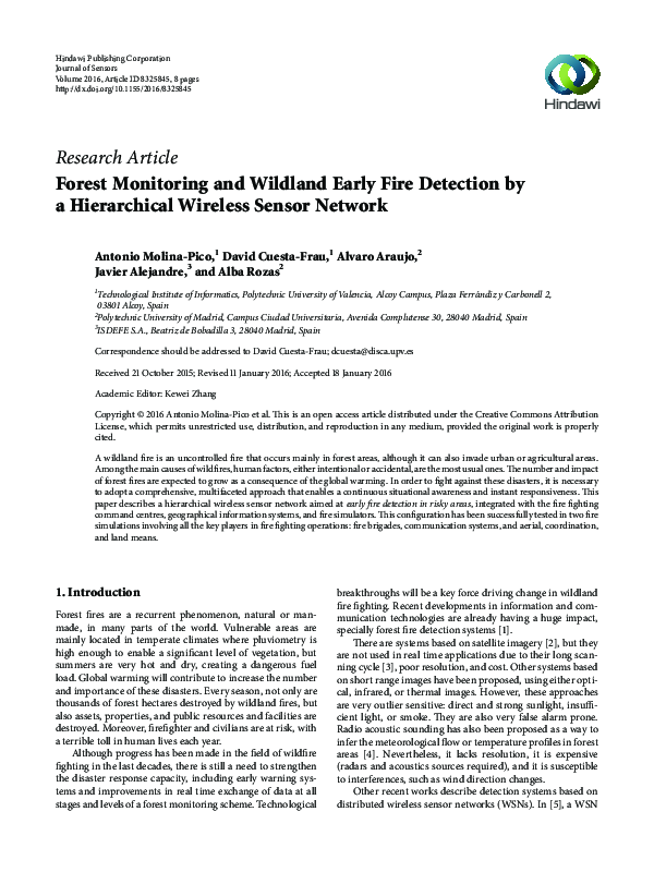 (PDF) Forest Monitoring and Wildland Early Fire Detection by a ...