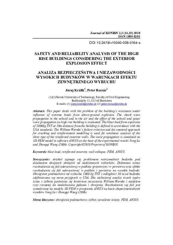 (PDF) Safety and Reliability Analysis of the High Rise Buildings ...