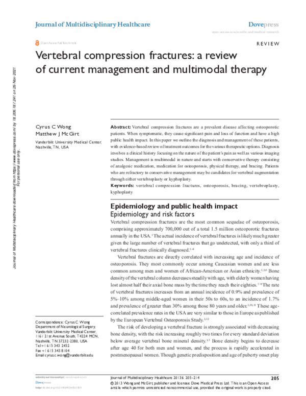 (PDF) Vertebral compression fractures: a review of current management ...