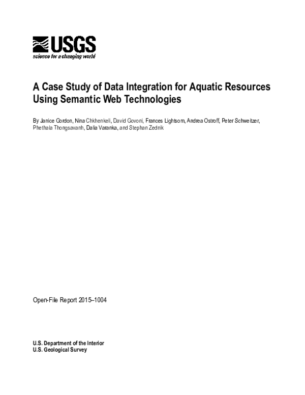 (PDF) A case study of data integration for aquatic resources using ...