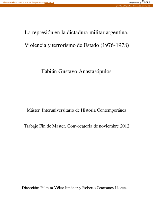 (PDF) La represión en la dictadura militar argentina. Violencia y ...