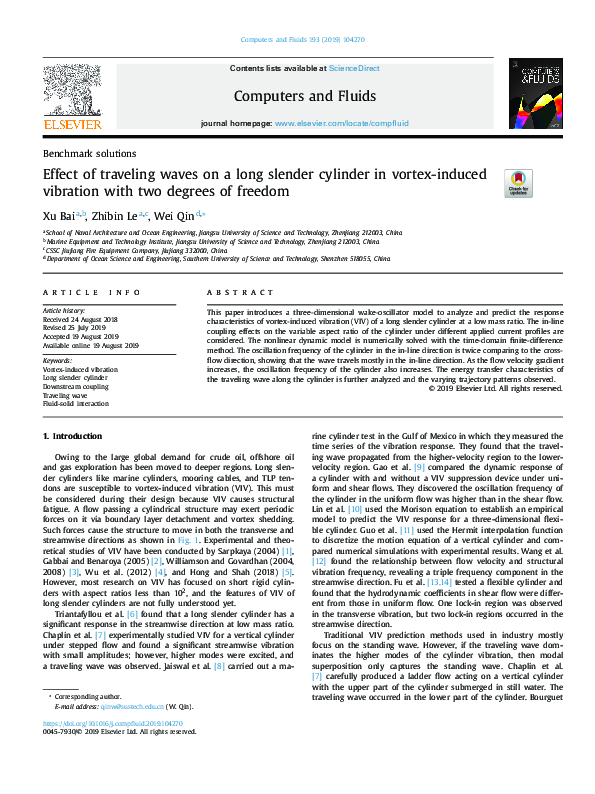 (PDF) Effect of traveling waves on a long slender cylinder in vortex ...