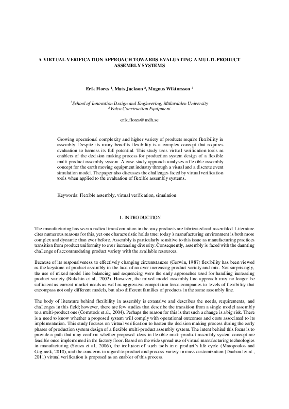 (PDF) A Virtual Verification Approach Towards Evaluating a Multi ...