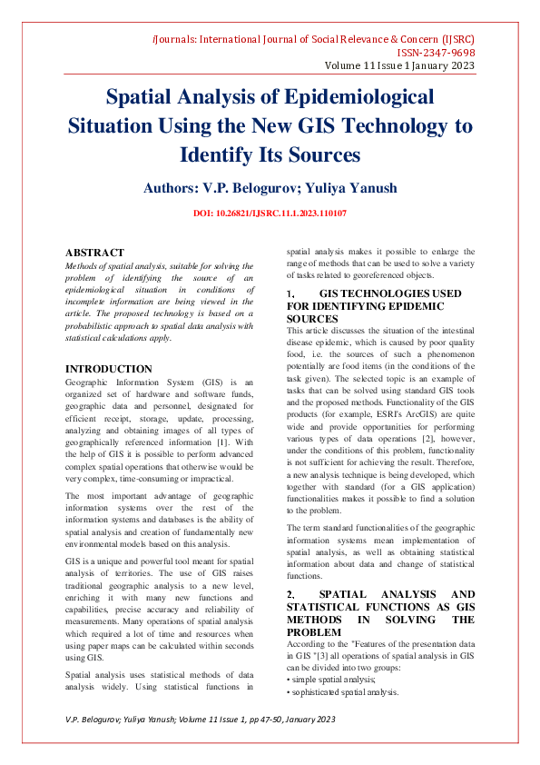 (PDF) Spatial Analysis of Epidemiological Situation Using the New GIS ...