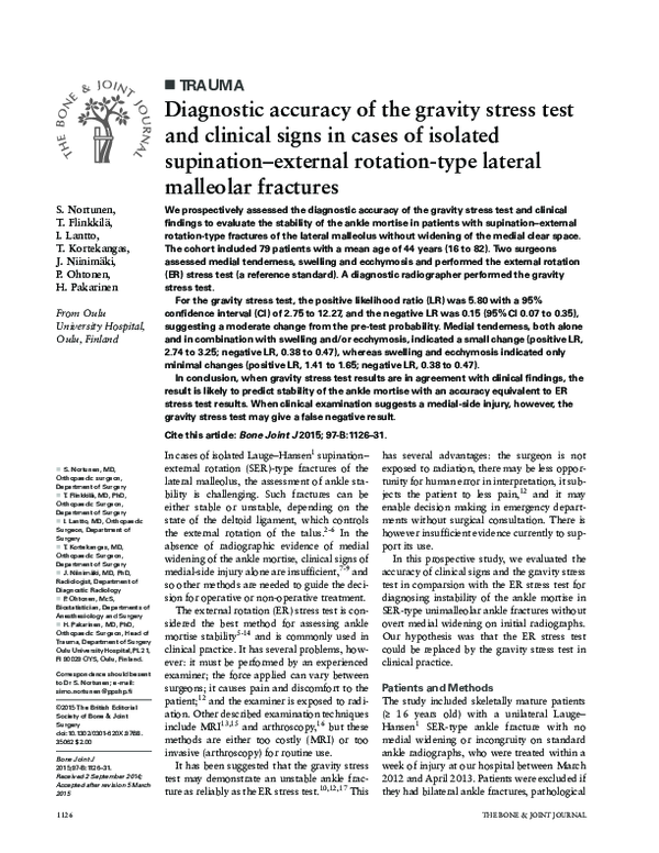 (PDF) Diagnostic accuracy of the gravity stress test and clinical signs ...