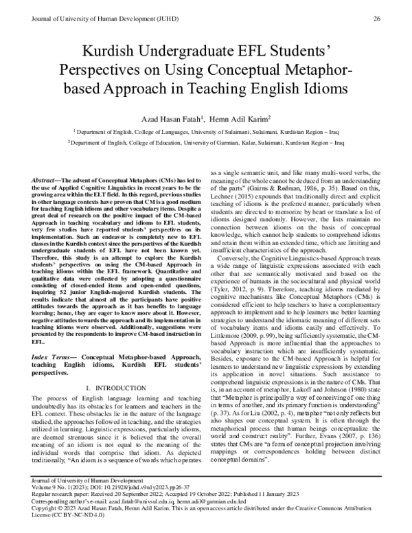 (PDF) Kurdish Undergraduate EFL Students’ Perspectives on Using ...