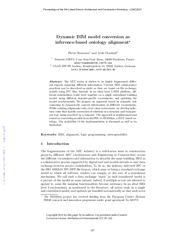 (PDF) Dynamic BIM model conversion as inference-based ontology alignment