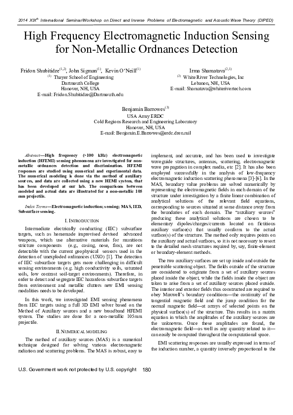 (PDF) High frequency electromagnetic induction sensing for non-metallic ...