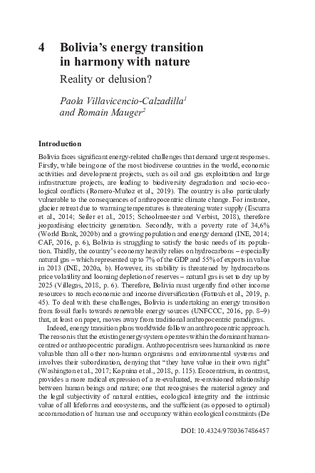  PDF Bolivia s Energy Transition In Harmony With Nature Reality Or 