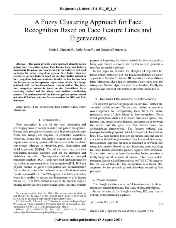 (PDF) A Fuzzy Clustering Approach for Face Recognition Based on Face ...