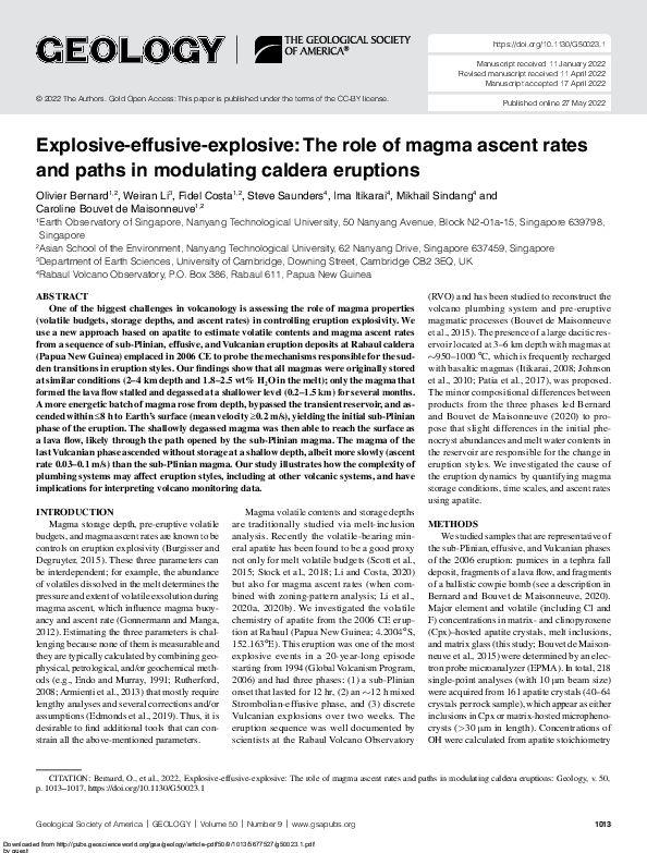 (PDF) Explosive-effusive-explosive: The role of magma ascent rates and ...