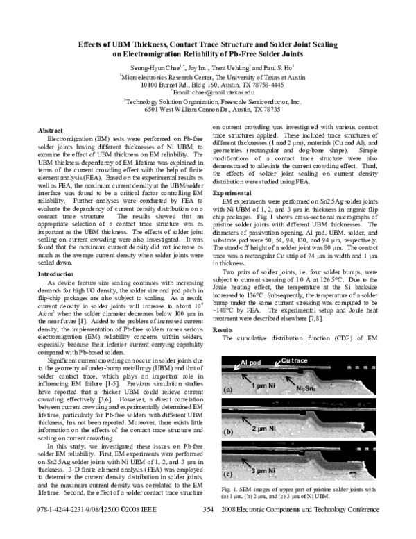 (PDF) Effects of UBM thickness, contact trace structure and solder ...