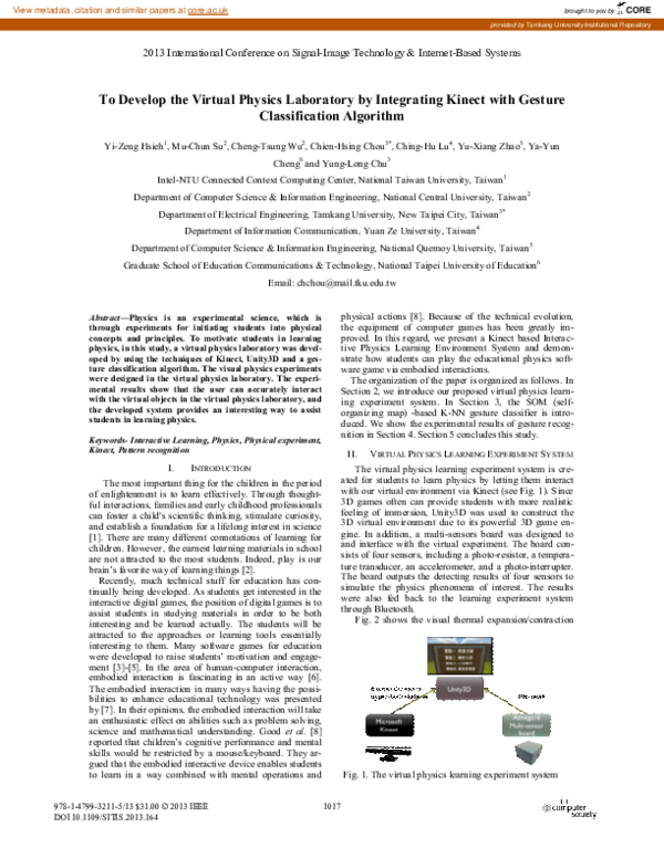 (PDF) To Develop the Virtual Physics Laboratory by Integrating Kinect ...