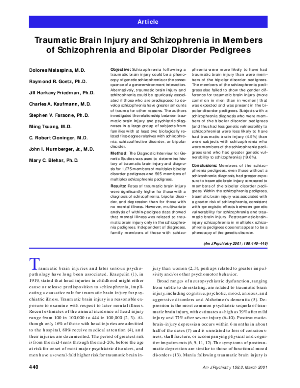 (PDF) Traumatic Brain Injury and Schizophrenia in Members of ...